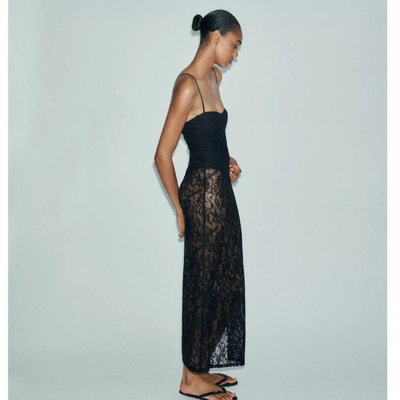Zara NWT black underwire lace midi dress 5063/814 - Picture 10 of 14